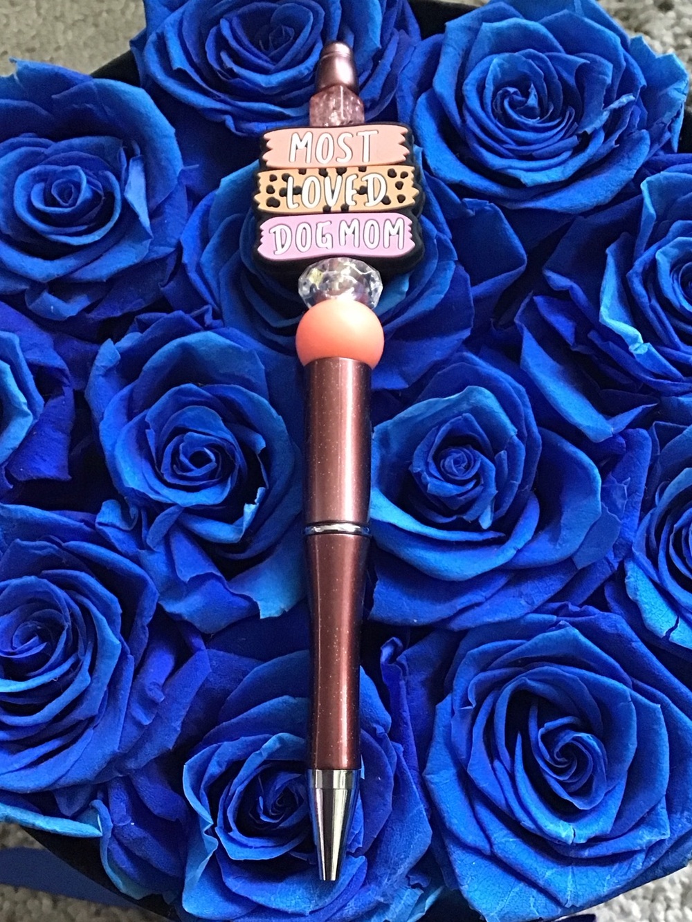 Most Loved Dog Mom Decorative Pen - Metallic Rose